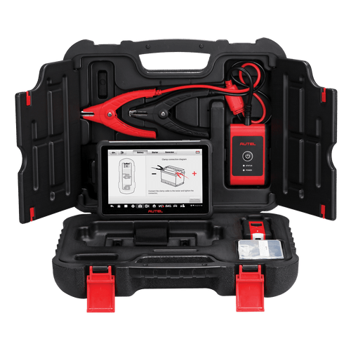 The MaxiBAS BT609 wireless battery and electrical system analysis tablet using Adaptive Conductance, an advanced battery analysis method that produces a more accurate examination of the battery’s cold cranking ability and reserve capacity, vital to determining a battery’s true health.