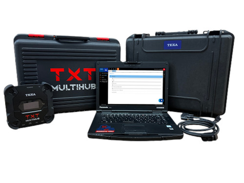 Included in the package is Texa's industry-leading diagnostic tool, the Navigator TXT Multihub, designed to communicate seamlessly with machinery systems and deliver accurate diagnostics across multiple vehicle makes and models.