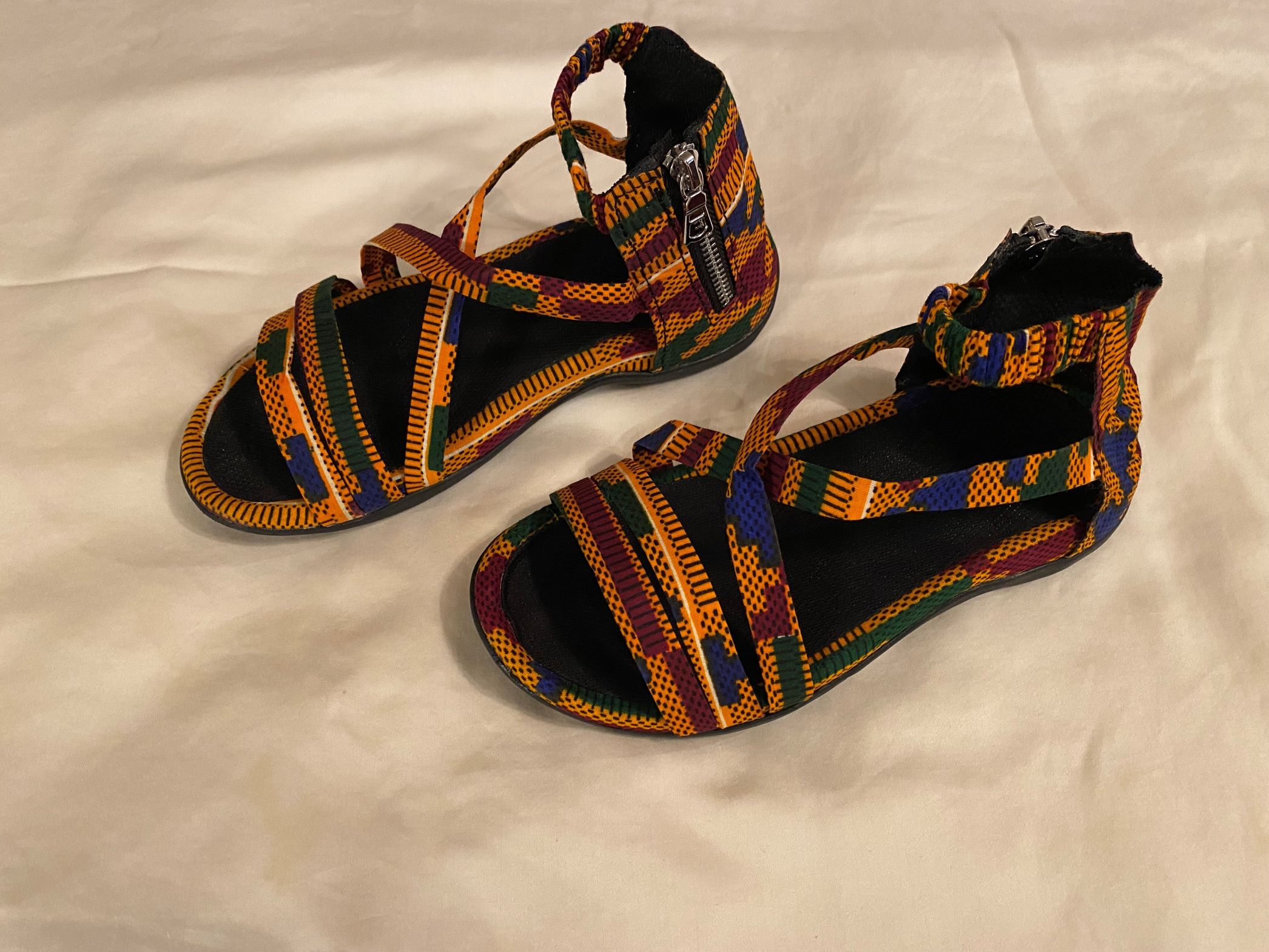 Fifi Kente Print Sandal With Arch Support For Vegan Women