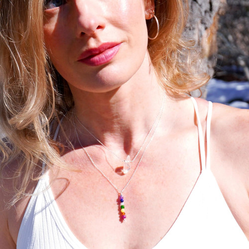 I AM ALIGNED. Gemstone and Sterling Silver Chakra Necklace.