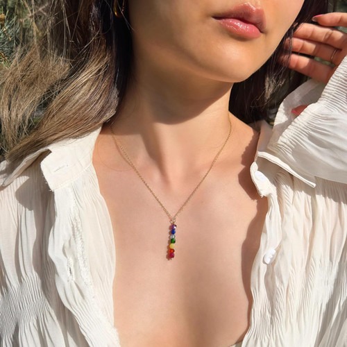 I AM ALIGNED. Multi Gemstone and 14K Gold-Filled Necklace