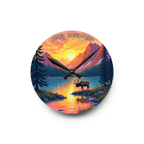 Rocky Mountain Elk Drawing Acrylic Wall Clock
