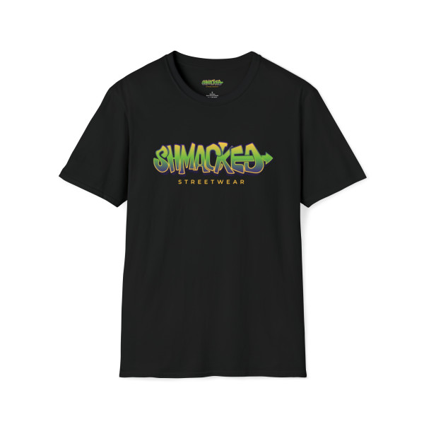 Shmacked Streetwear Green Logo Softstyle Black/Yellow/Grey T-Shirt