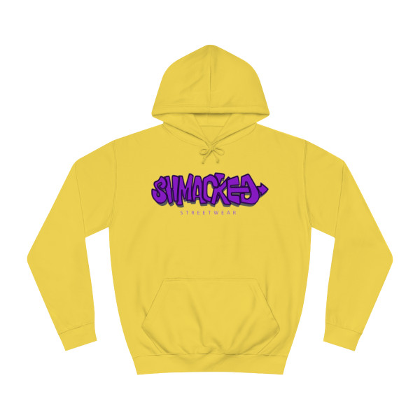 Shmacked Ravenous Dark Purple Logo College Hoodie in Yellow/Sky Blue/Baby Pink/Artic White