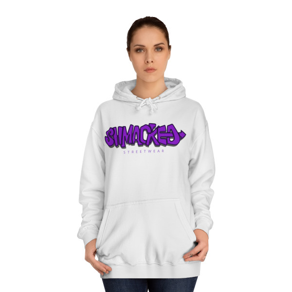 Shmacked Ravenous Dark Purple Logo College Hoodie in Yellow/Sky Blue/Baby Pink/Artic White