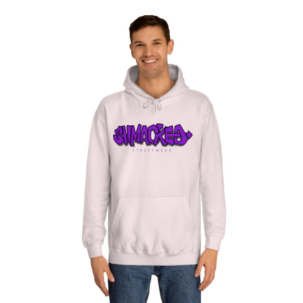 Shmacked Ravenous Dark Purple Logo College Hoodie in Yellow/Sky Blue/Baby Pink/Artic White
