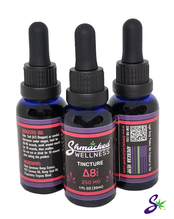 Full Spectrum Delta8 Tincture - 250mg (30ml), Part of the Shmacked Wellness line