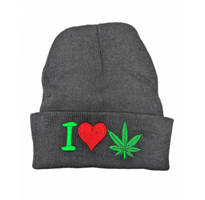 Embroidered I Love Weed Beanies