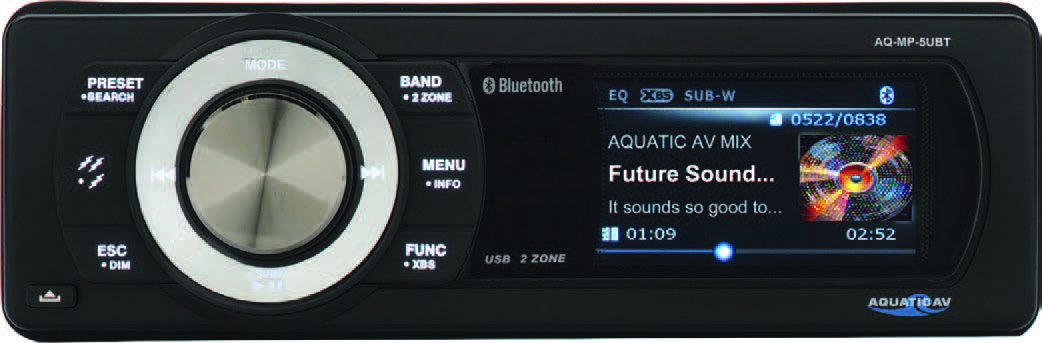 Aquatic Av - Bluetooth Usb/mp3 Media Player Universal Hardwire - AQ-MP-5UBT-S