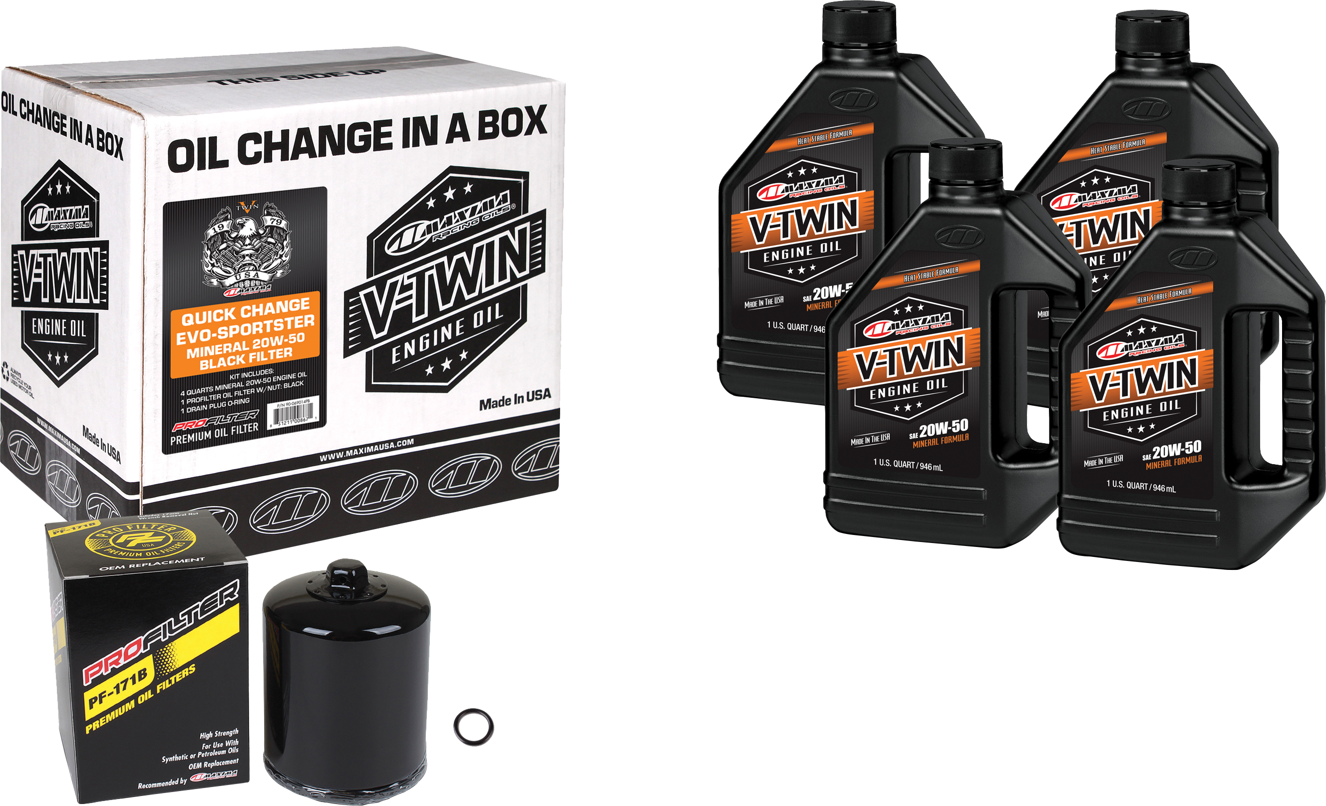 Maxima - V-twin Quick Change Kit Evo Mineral Black Filter - 90-069014PB