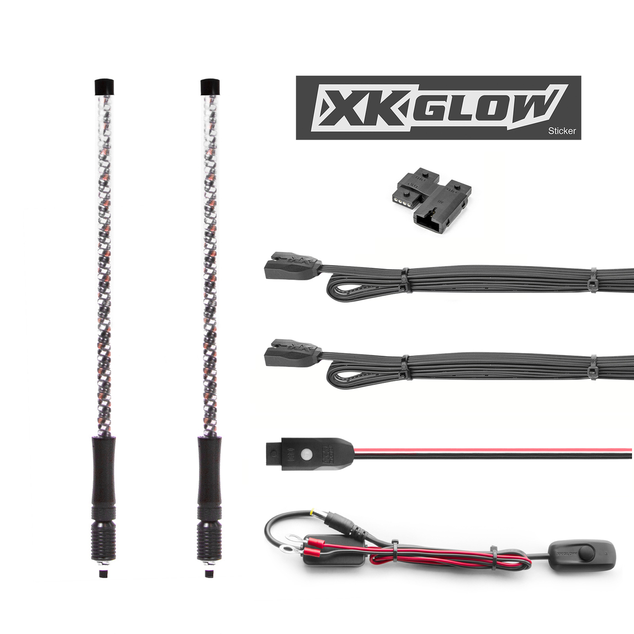 Xk Glow - 2 Pc 32" Whip With Xkchrome Controller - XK-WHIPC-ADV