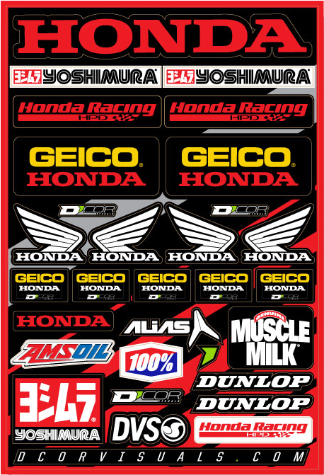 D-cor - Team Geico Honda Decal Sheet 12"x18" - 40-10-114