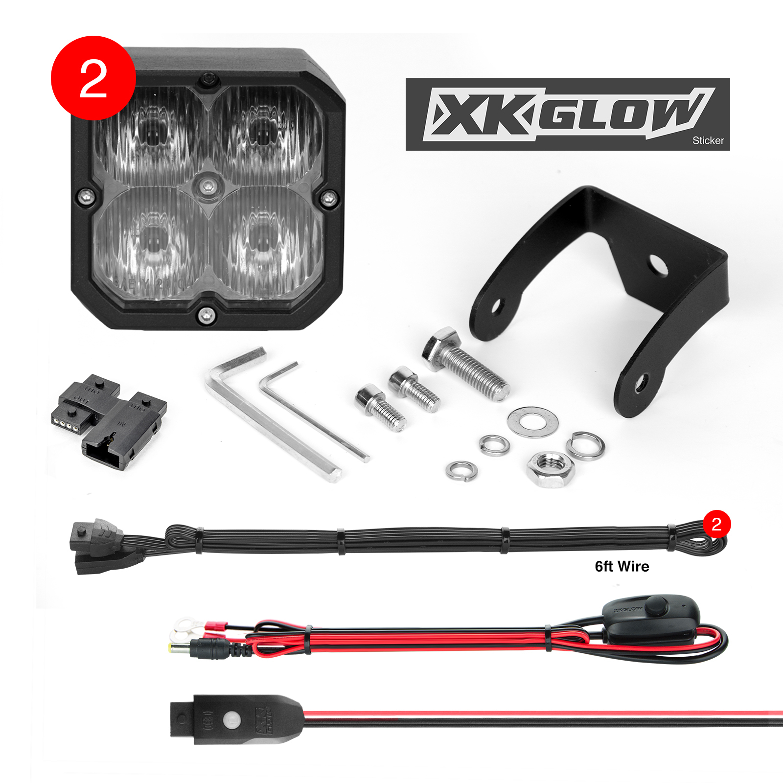 Xk Glow - 20w Rgb Pod Lights Driving Beam Pr - XK065001-D-KIT