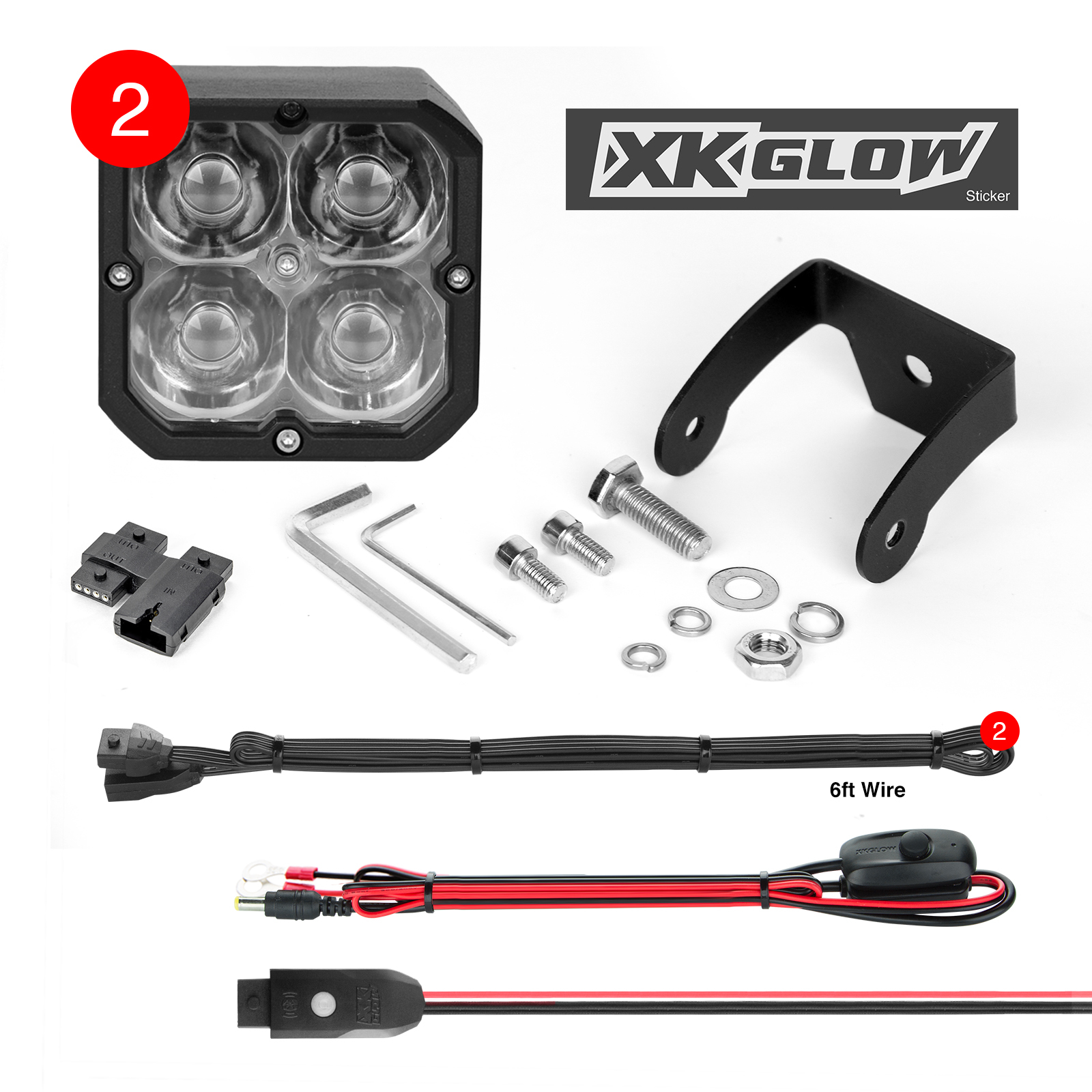 Xk Glow - 20w Rgb Pod Lights Spot Beam Pr - XK065001-S-KIT