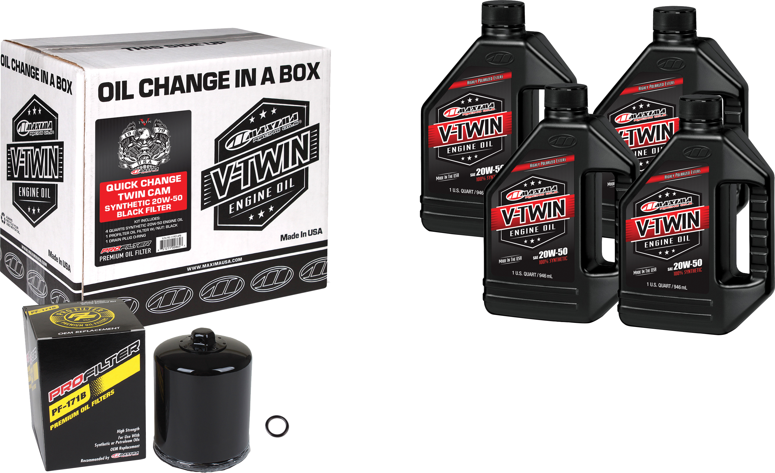Maxima - V-twin Quick Change Kit Syn Tc Black Filter - 90-119014PB