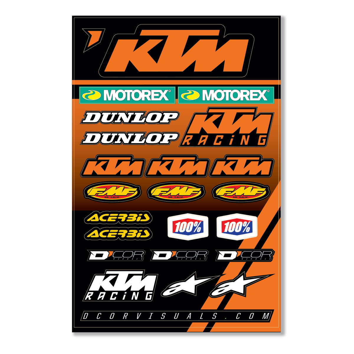 D-cor - Ktm Racing Decal Sheet 12 Mil Ktm Racing Decal Sheet - 40-30-102