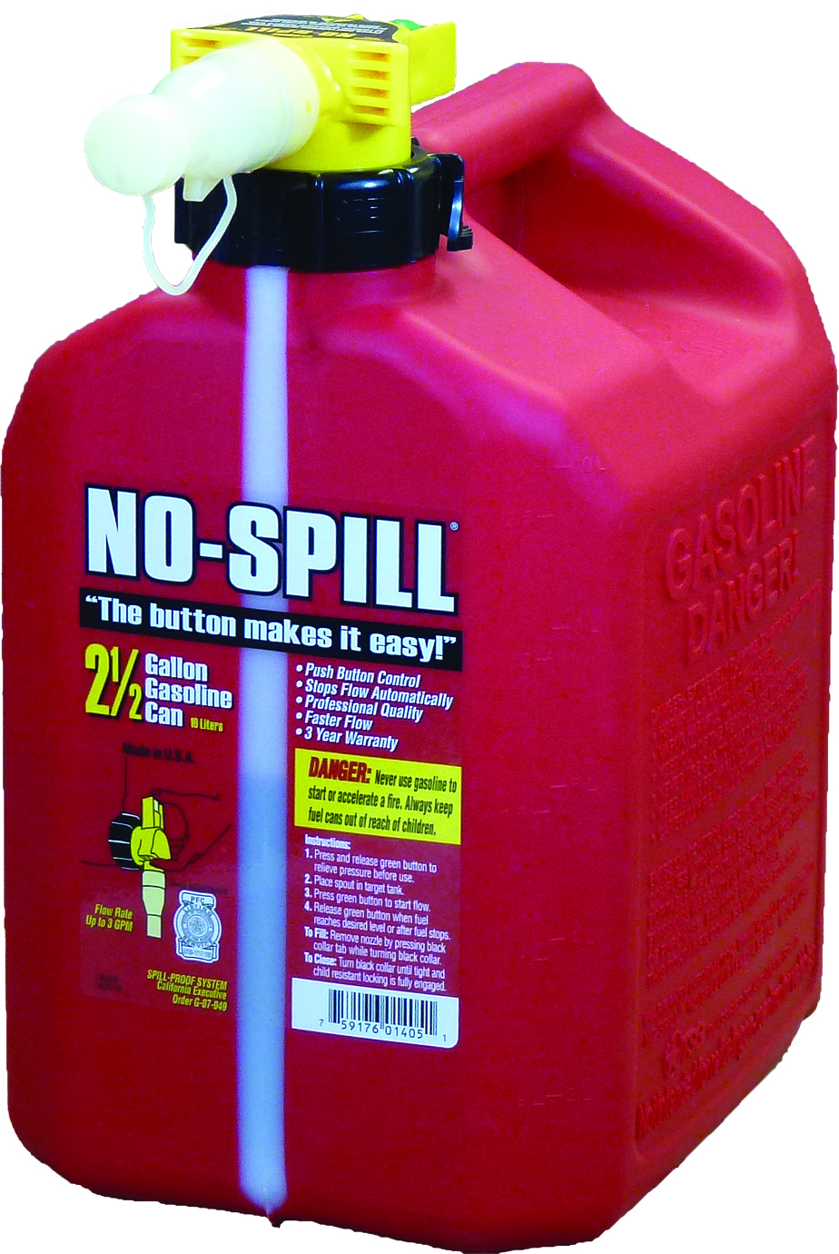 No-spill - Gas Can 2.5 Gal 11.75x8x10 - 1405