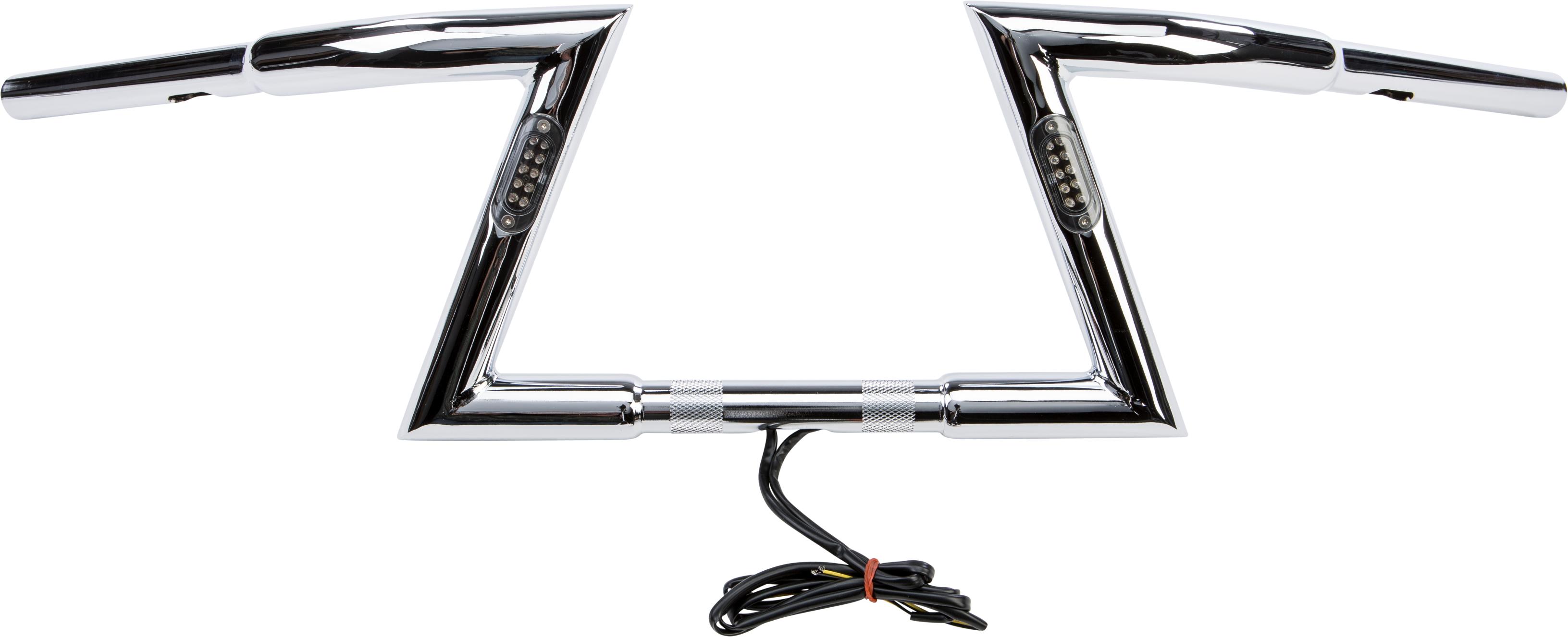 Harddrive - Chrome Z Bars 8" Rise W/led Turnsignals - 245270