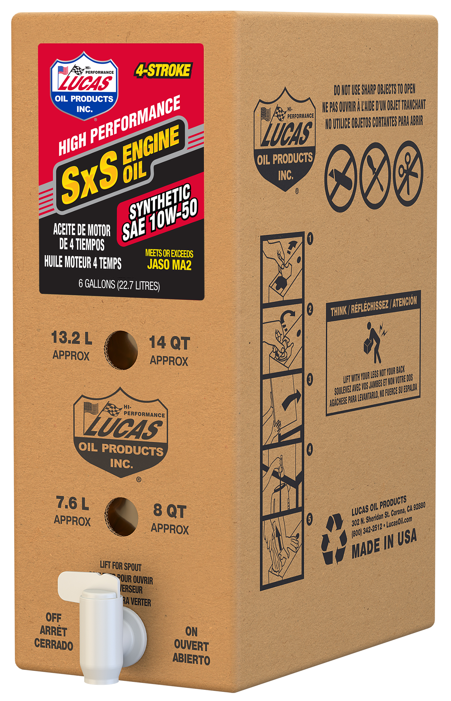 Lucas - Sxs Synthetic Engine Oil 10w50 6 Gal Bib