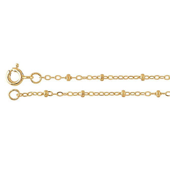 14K Gold-Filled w/ 14K Gold plating 1.5mm Flat Oval Cable Chain with 2mm Beads