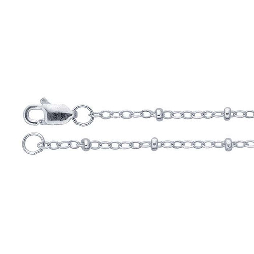 Sterling Silver 1.5mm Cable Chain with 2mm Roundel Beads