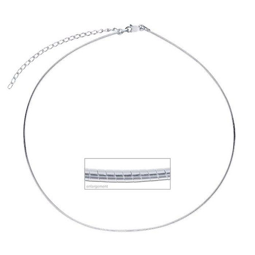 Sterling Silver 1mm Round Omega Neck Chain 14" w 3" Extender Chain