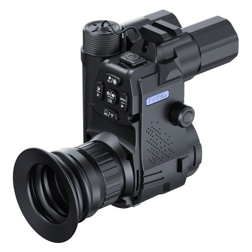 PARD NV007SP LRF night vision clip-on showing OLED display and compact design.