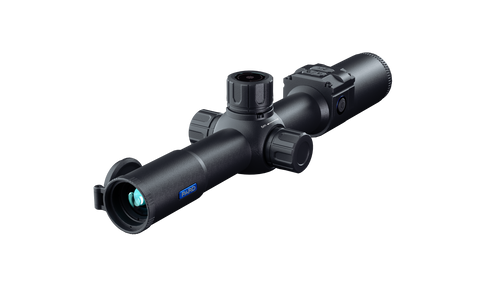 PARD Nightstalker Mini thermal scope showing circular display and side-focus system.