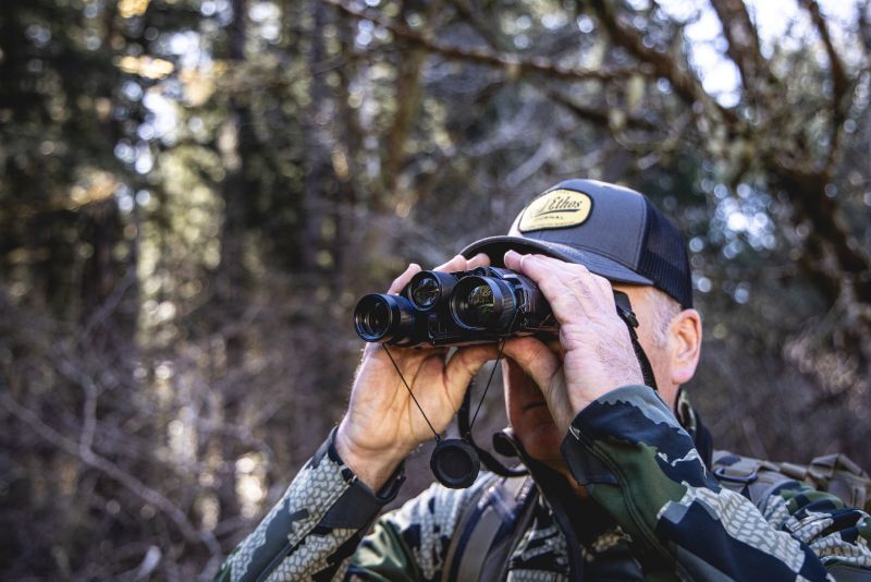 Hunter viewing thru Osprey Multi-Spectral Binoculars.