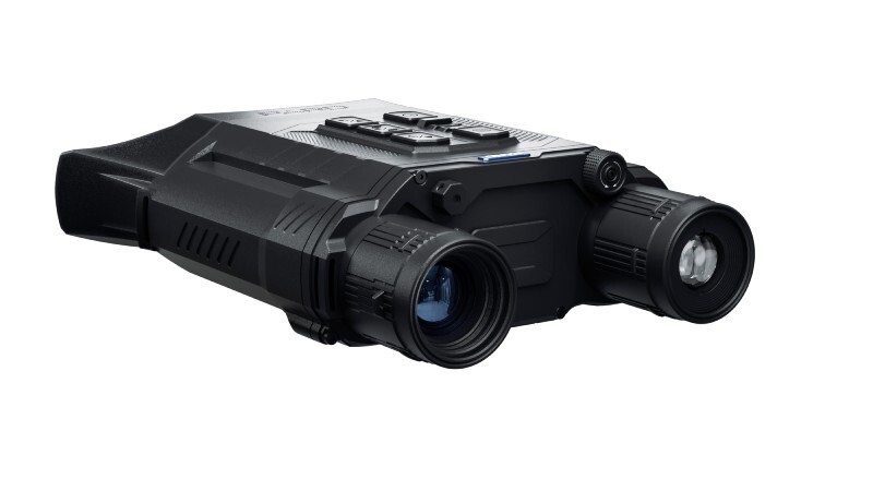 Side view of the Merlin Night Vision Binocular showing the controls.