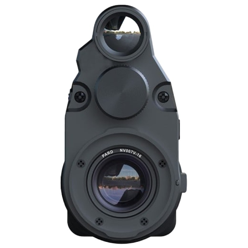 Front view of the PARD NV007SP LRF Clip-On Night Vision Scope showing main camera lens and sensor housing.