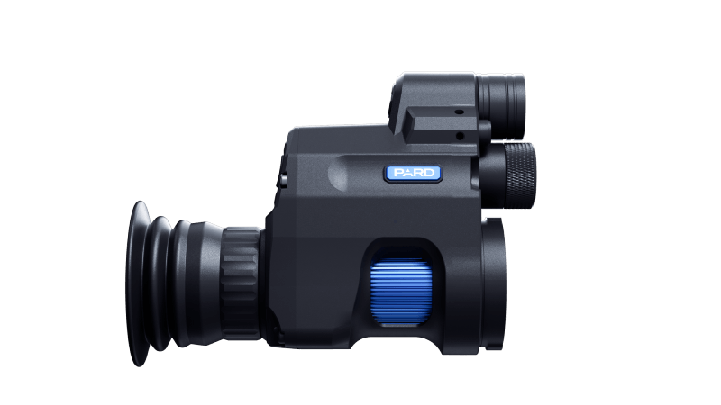 PARD NV007V2 night vision render showing OLED display and compact mounting bracket.