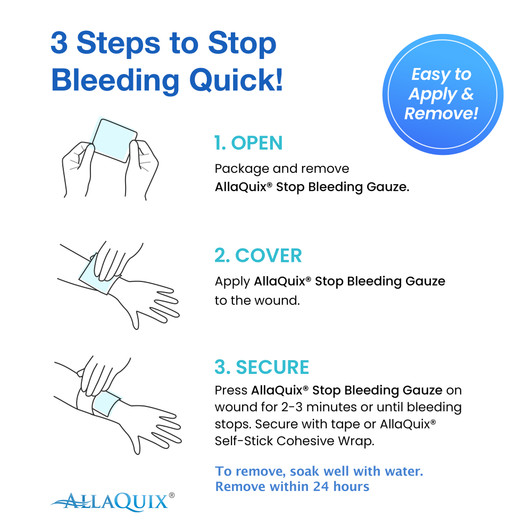 AllaQuix®  Non-Adhesive Stop Bleed Gauze Pad 4 x 4