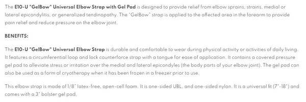 Tennis Elbow W/Gel Pad Universal