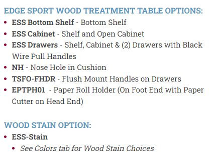 Pivotal Edge Sport Flat Cushion Wood Treatment Table 30"W x 78"L