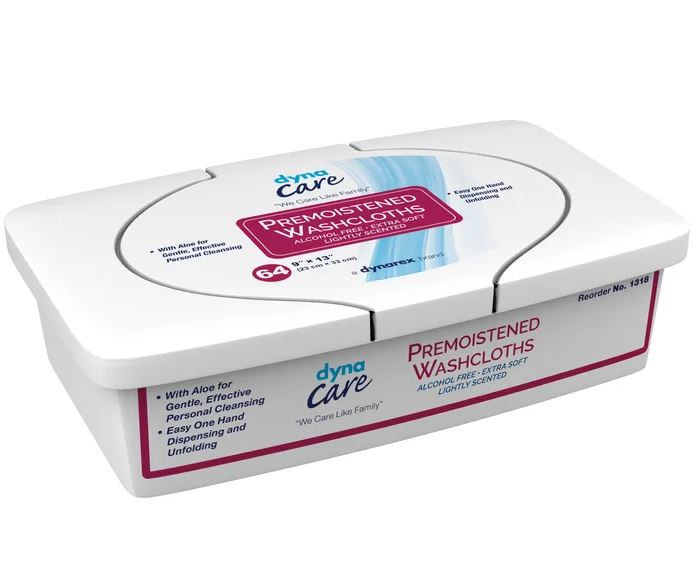 Washcloth 9" x 13", Premoist, Adult, 64/Tub