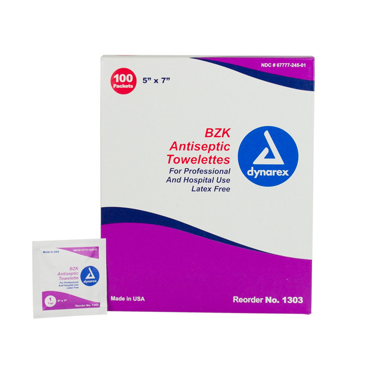 Antiseptic Towelettes BZK, 100/PK