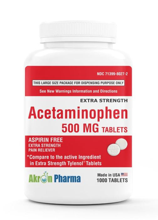 Acetaminophen 500mg, 1,000/Bottle