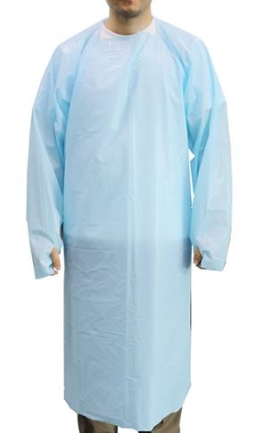 Isolation Gown, CPE Blue One Size, FDA Level 2