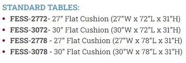 Pivotal Edge Sport Flat Cushion Wood Treatment Table 30"W x 78"L