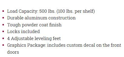 Aluma Elite Cabinet w/ 5 Shelves, Slatwall, & Graphics