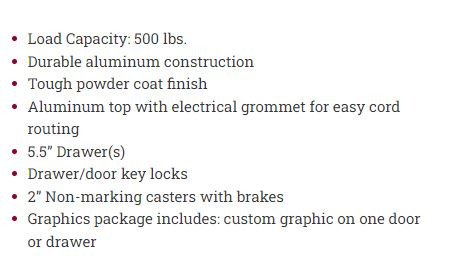 Pivotal Aluma Elite Modality Cart 24" 1 Dwr/2 Drs w/ Graphics