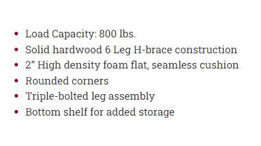 6 Leg Lift Back Cushion/Split Leg Wood Treatment Table