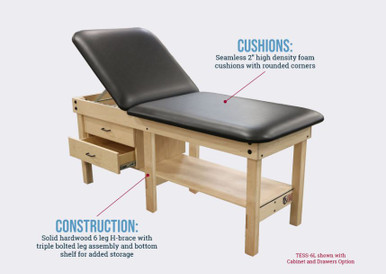 Pivotal 6 Leg Edge Sport Flat Cushion/Split Leg Wood Treatment Table ...