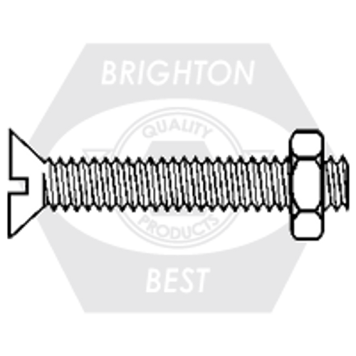#6-32 x 2" Round Head Slot Stove Bolt With M/S Nut, Zinc Cr+3, Qty 100