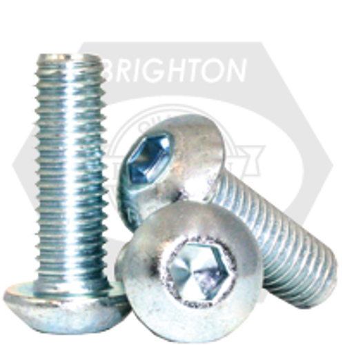 #0-80 x 3/8" UNF Button Socket Caps, Fine, Alloy, Zinc-Bake Cr+3, Fully Threaded, Qty 100
