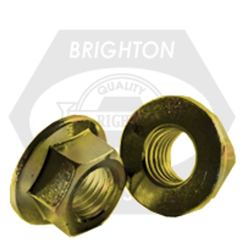 M20-2.50, Coarse, Metric Class 10 Hex Flange Nut, Non Serrated, DIN 6923, Zinc Yellow Cr, Qty 25