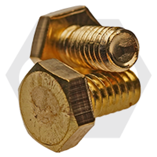 1/4"-20 x 5/8" Brass Hex Head Tap Bolt (Inch), Fully Threaded, Qty 300