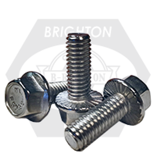 3/8"-16 x 3" Inch Stainless 18-8 Hex Head Serrated Flange Screw With Wax, Fully Threaded, Qty 50