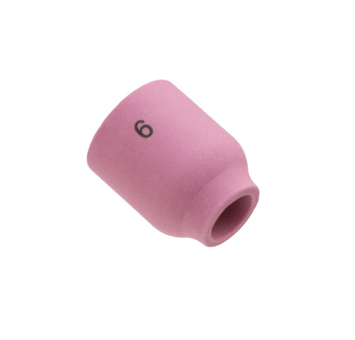 53N60: #6 (3/8") X 1" Alumina Small Gas Lens Cup TIG Alumina Gas Lens Cup - Small Cup For 9, 20 Series Torches